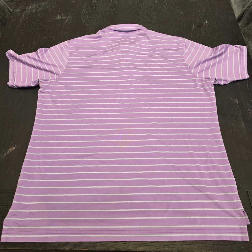 F&G Tech Mens Purple Striped Polo Shirt Forest Creek Golf Club Large Made in USA - Picture 6 of 6